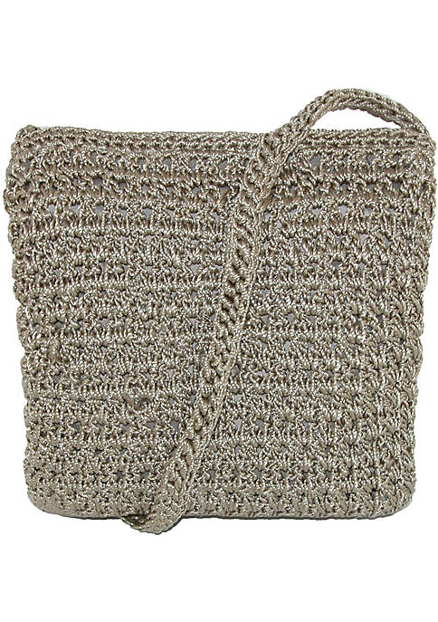CTM Womens Crochet Crossbody Handbag