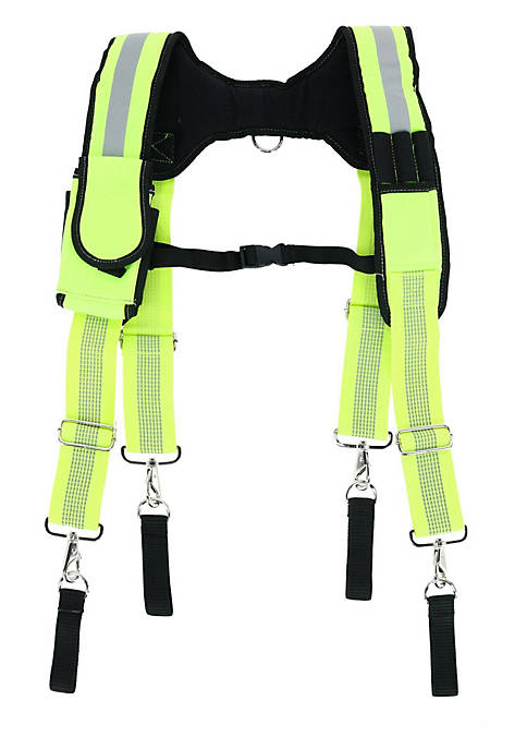 Aisenin Mens Reflective Suspenders with Pocket &amp; Swivel