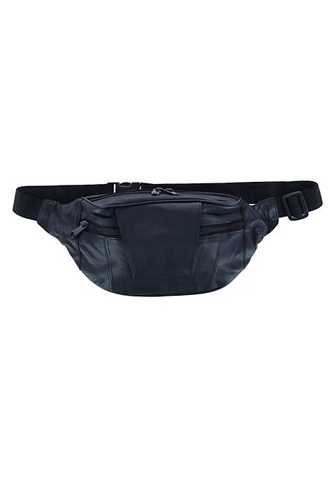 CTM Leather Large Fanny Waist Pack with Split
