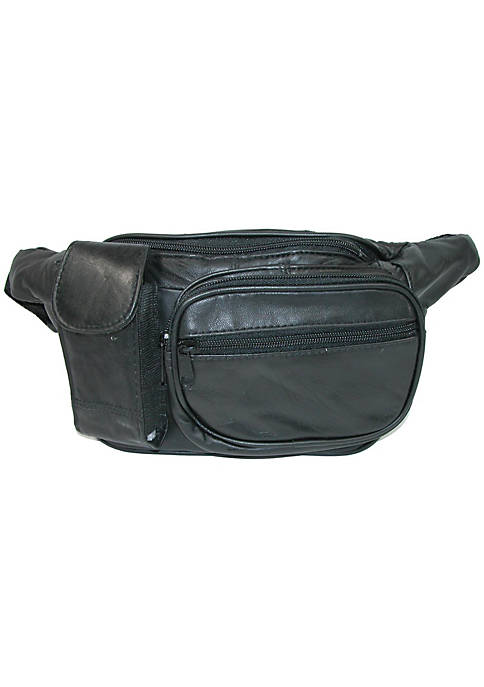 Leather Impressions Leather Multiple Pocket Fanny Waist Pack