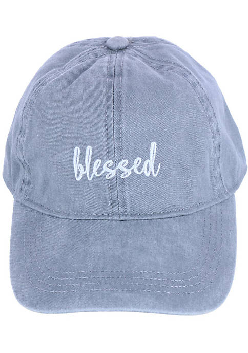David & Young Womens Blessed Embroidered Denim Baseball