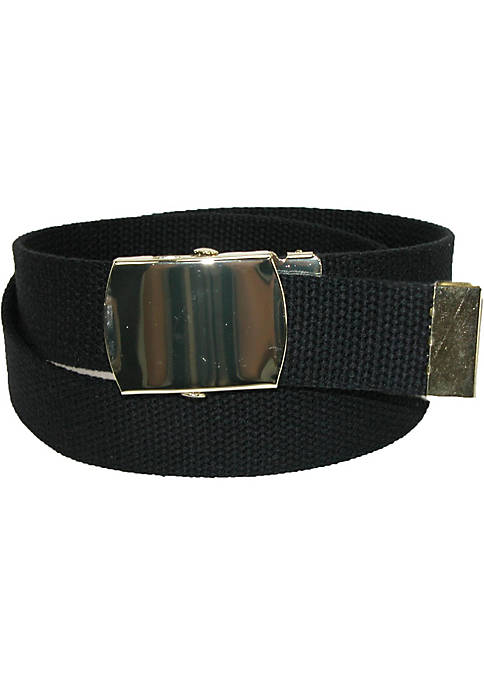 CTM Kids Cotton Adjustable Belt with Brass Military