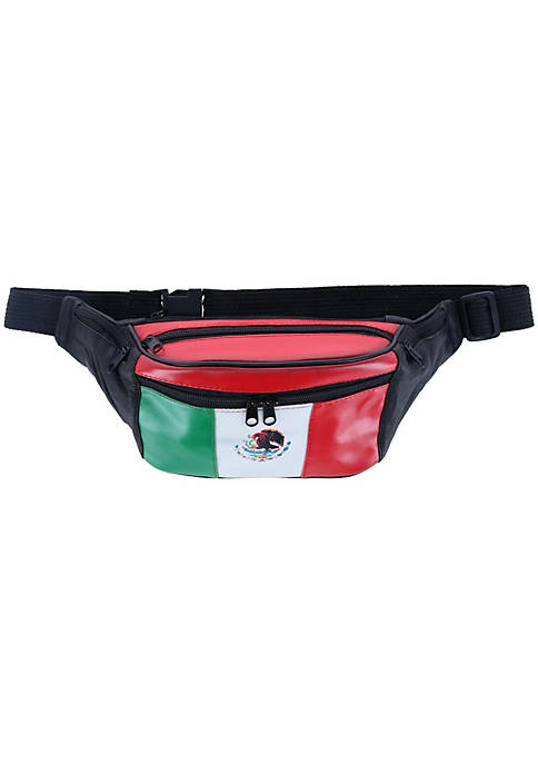 CTM Leather Fanny Waist Pack with Mexican Flag