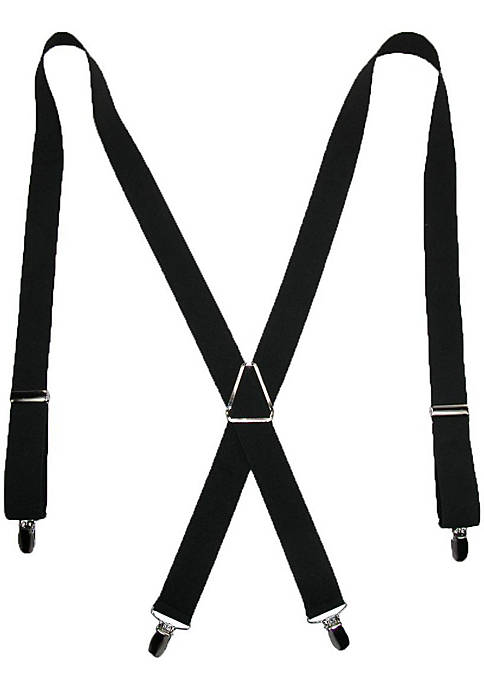 CTM Mens Elastic X-Back Suspenders with Silver Hardware
