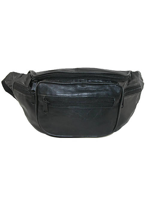 CTM Leather Multi Pocket Fanny Waist Pack