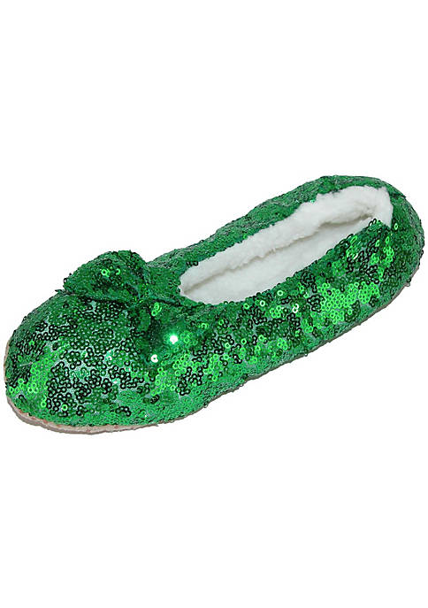 Alotta Knits Womens Sequins Ballerina Slippers with Sherpa