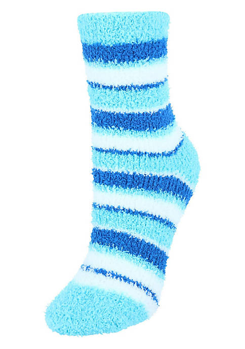 CTM Womens Striped Warm Fuzzy Socks (3 Pair