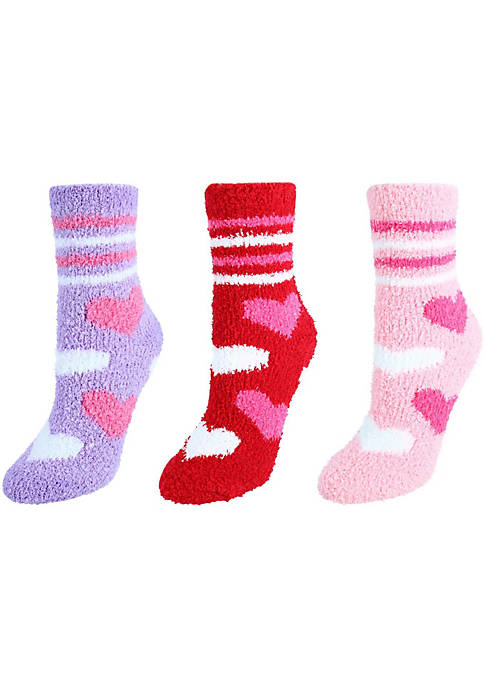 CTM Womens Assorted Heart Warm and Fuzzy Socks