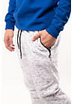 White Printed Space Dye Slant Zip Pocket Fleece Jogger