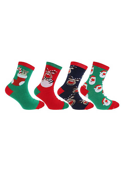 Floso Childrens Big Girls Christmas Character Novelty Socks