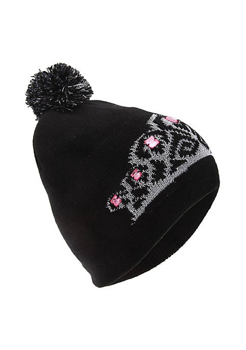 Tiara Pattern Winter Beanie Bobble Hat