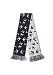Swallow Pattern Knitted Winter Scarf With Fringe