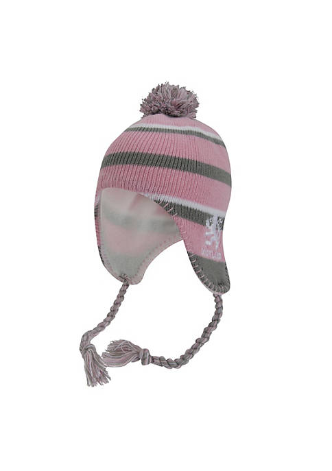 Lion Pink Winter Hat, Thermal Peruvian Hat With Tassels