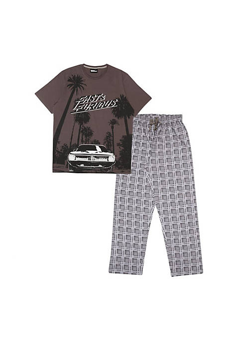 Fast & Furious Mens Checkerboard Pajama Set