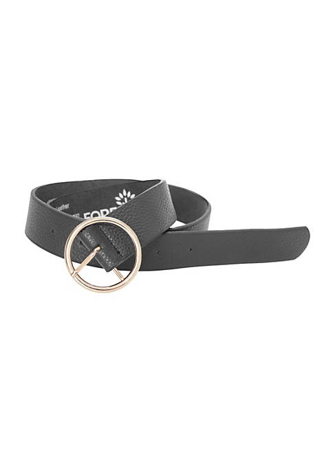 Forest Circle Buckle Leather Belt