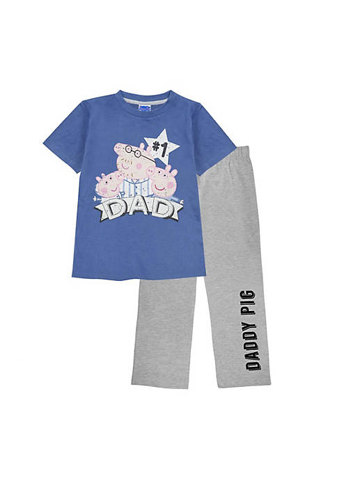 Mens Number 1 Daddy Pig Distressed Pajama Set