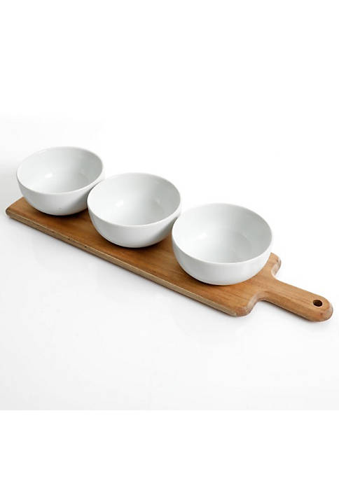 Lexi Home 3pc Porcelain Bowl Set on Natural
