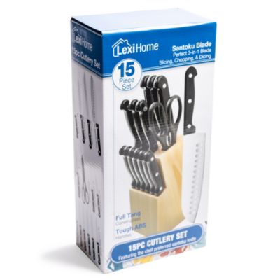 Lexi Home 7 Piece Stainless Steel Knife Block Set