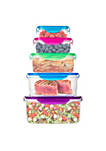 Rectangular Lock-and Seal Plastic 5 Container Food Storage Set