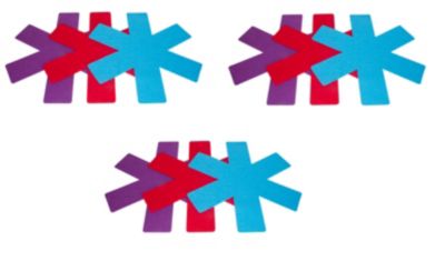3 Purple, 3 Red, 3 Blue