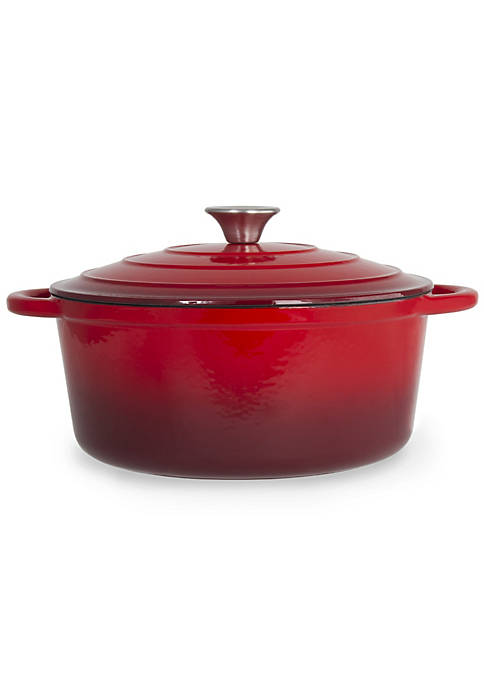 Lexi Home Enameled Red Ombre Cast Iron Dutch