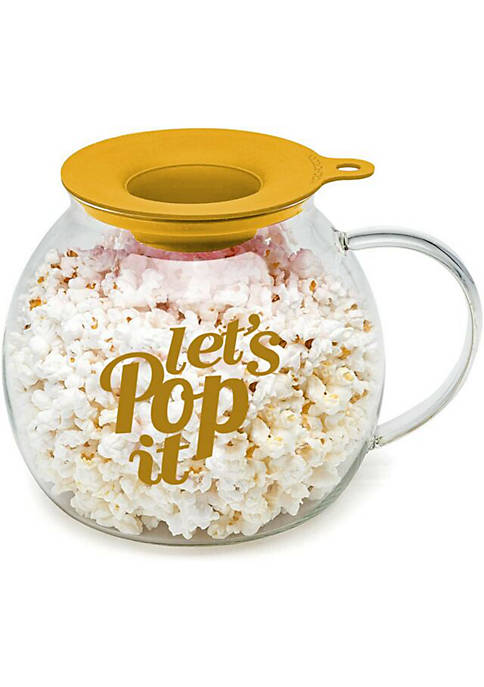 Glass Microwave Popcorn Maker  - 3 Quart Family Popcorn Maker in Yellow