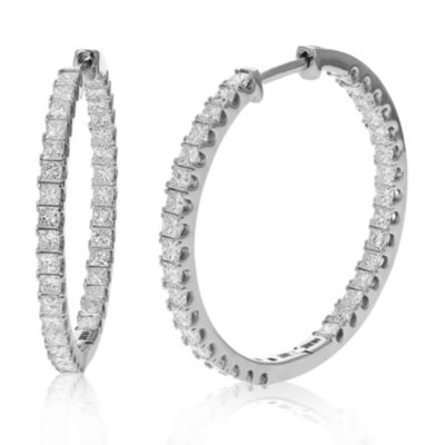 Vir Jewels 3 Cttw Princess Cut Diamond Inside Out Hoop Earrings 14K White Gold Prong 1 Inch