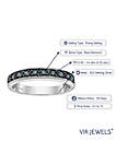 1/4 cttw Blue Diamond Ring Wedding Band with Milgrain in .925 Sterling Silver
