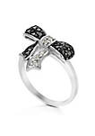 1/3 cttw Black and White Diamond Ring .925 Sterling Silver with Rhodium Plating