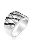 2/3 cttw Black and White Diamond Ring .925 Sterling Silver with Rhodium