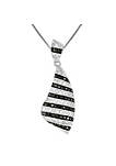 1.05 cttw Black and White Diamond Pendant .925 Sterling Silver with Rhodium