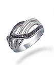 0.35 cttw Black Diamond Ring in .925 Sterling Silver with Rhodium Plating