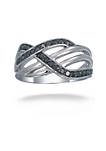 0.35 cttw Black Diamond Ring in .925 Sterling Silver with Rhodium Plating