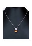 1.20 cttw Citrine Pendant Necklace .925 Sterling Silver With Rhodium 8x6 MM Oval