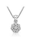 0.15 cttw Diamond Cluster Pendant Necklace 10K White Gold With 18 Inch Chain