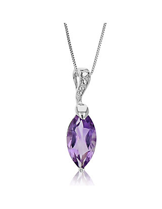 Marquise shaped purple AMETHYST  Sterling  Silver  925  purple Gemstone  PENDANT