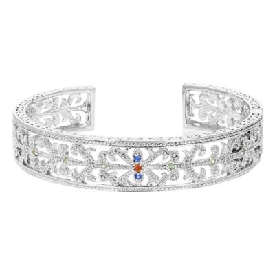 Vir Jewels 1/12 Cttw Multi Sapphire Cuff Bangle Bracelet Brass With Rhodium Plating