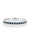 1/6 cttw Blue Diamond Ring Wedding Band in .925 Sterling Silver Prong Set Round