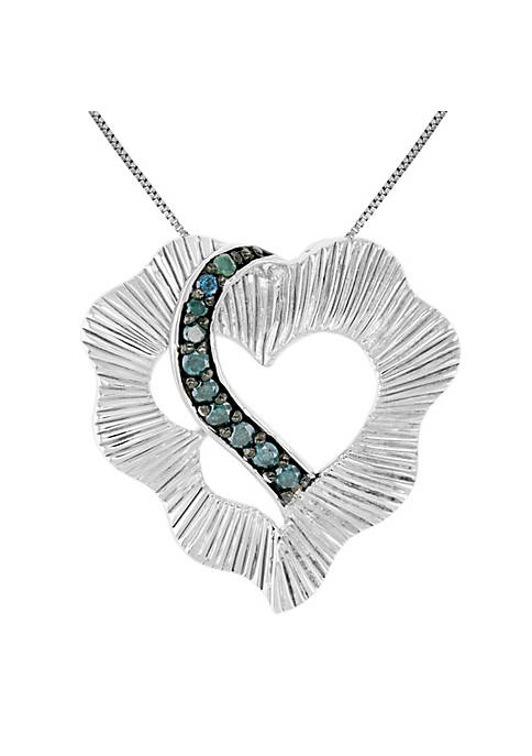Vir Jewels 1/5 cttw Blue Diamond Heart Pendant