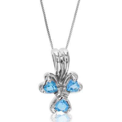 Vir Jewels 0.30 Cttw Swiss Blue Topaz Pendant Necklace .925 Sterling Silver Rhodium Chain