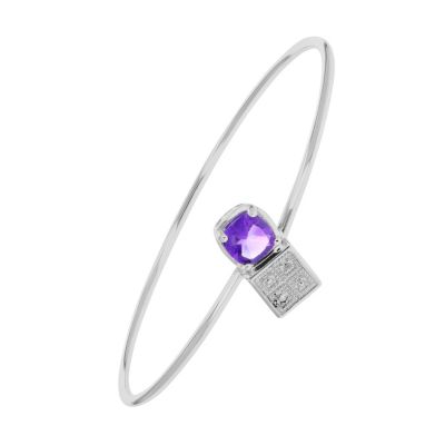 Vir Jewels 1 Cttw Purple Amethyst And Diamond Bangle Bracelet Brass Plating 7 Mm Cushion