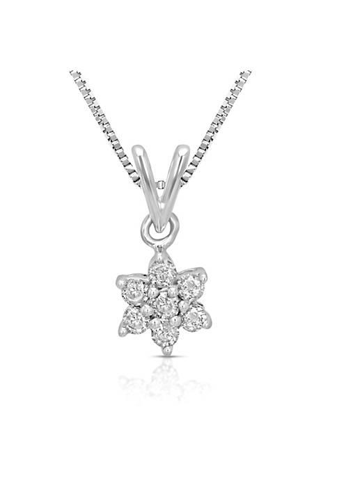 1/5 cttw Diamond Cluster Composite Pendant Necklace 10K White Gold With Chain