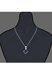 0.70 cttw Princess Cut Black Diamond Composite Pendant Necklace 10K White Gold