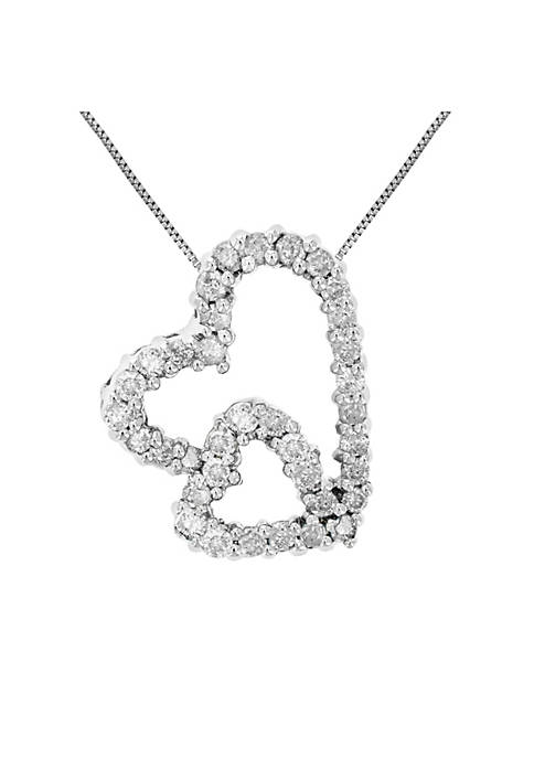 Vir Jewels 1/4 cttw Diamond Double Heart Pendant