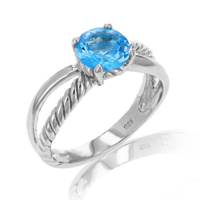 Vir Jewels 1.75 Cttw 7 Mm Round Blue Topaz Ring .925 Sterling Silver With Rhodium Plating
