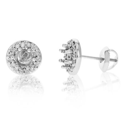 Vir Jewels 1/2 Cttw Semi Mount Diamond Composite Cluster Stud Earrings 14K White Gold Round