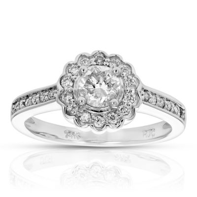Vir Jewels 1 Cttw Cluster Composite Diamond Engagement Ring 14K White Gold Round Size 7