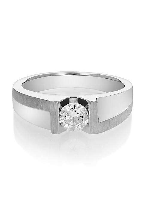 3/4 cttw VS2 Mens Diamond Solitaire Engagement Ring 18K White Gold Size 10
