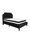 Brighton Full Size Tufted Upholstered Platform Bed in Black Fabric with Pocket Spring Mattress
