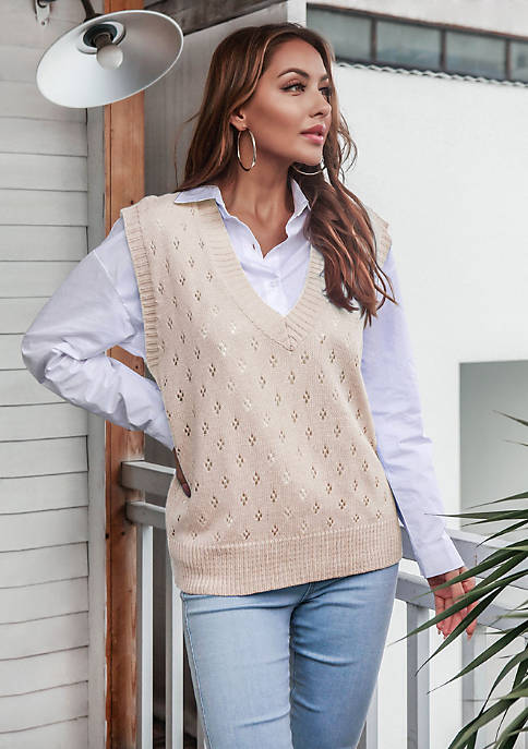 Dinazah Womens V-Neck Sleeveless Sweater Vest